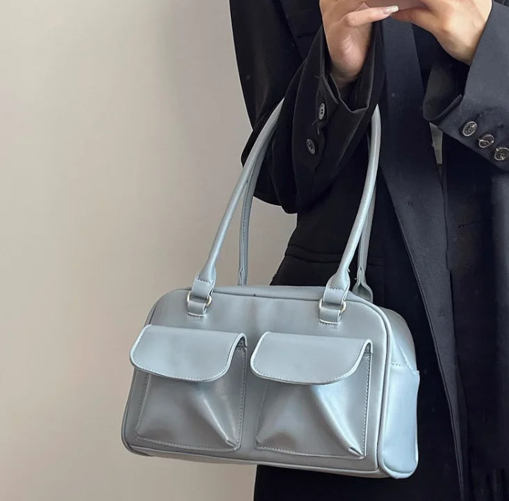 INGVN  Vintage Tender Preppy Girls Shoulder Bags Streetwear Fashion All Match Handbags Women Casual Solid Underarm Bag Y2k Aesthetic