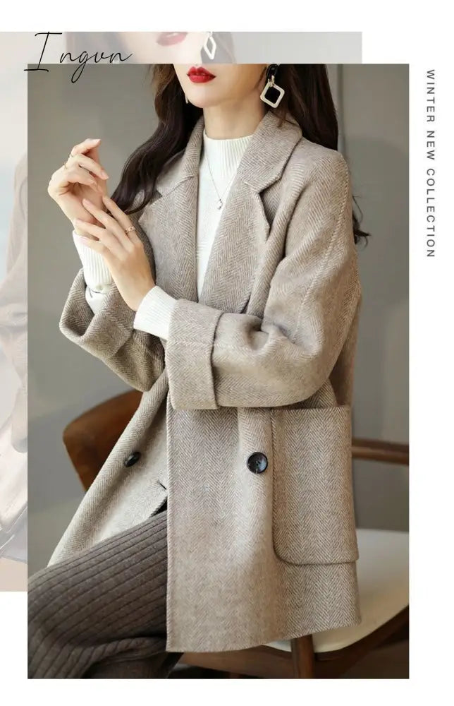 Ingvn - Autumn And Winter New Fashion Women's Jacket Loose Leisure All-Match Western Style High-End Woolen Female Coat