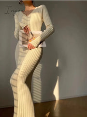 Ingvn - Winter Base Clothes 2023 Autumn New Bodycon Knitted Midi Dress Women Fashion Korean Warm Long Sweater Vestidos Female Elegant