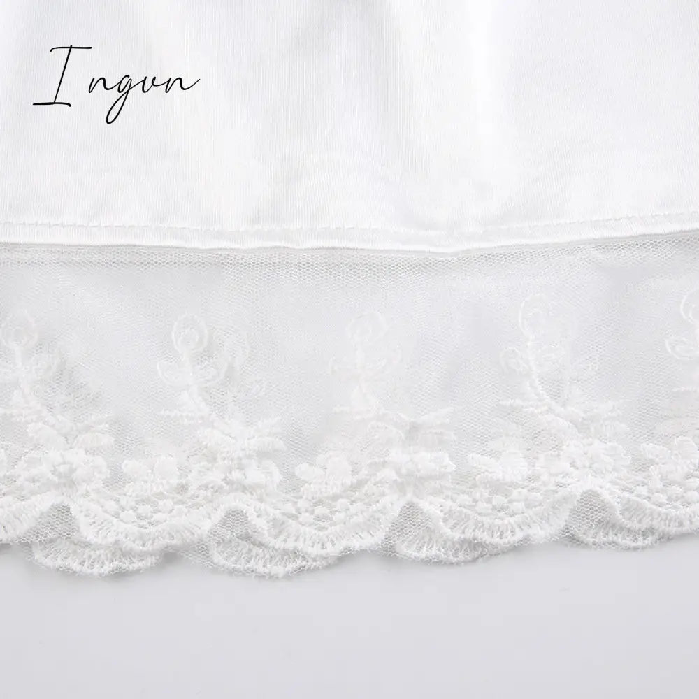 Ingvn - Gifts for women fashion outfits Sexy Lace Hot Nightdress High Waist Lace Mesh Drawstring Mini Tank Summer Dress Dresses Women Korean Kawaii