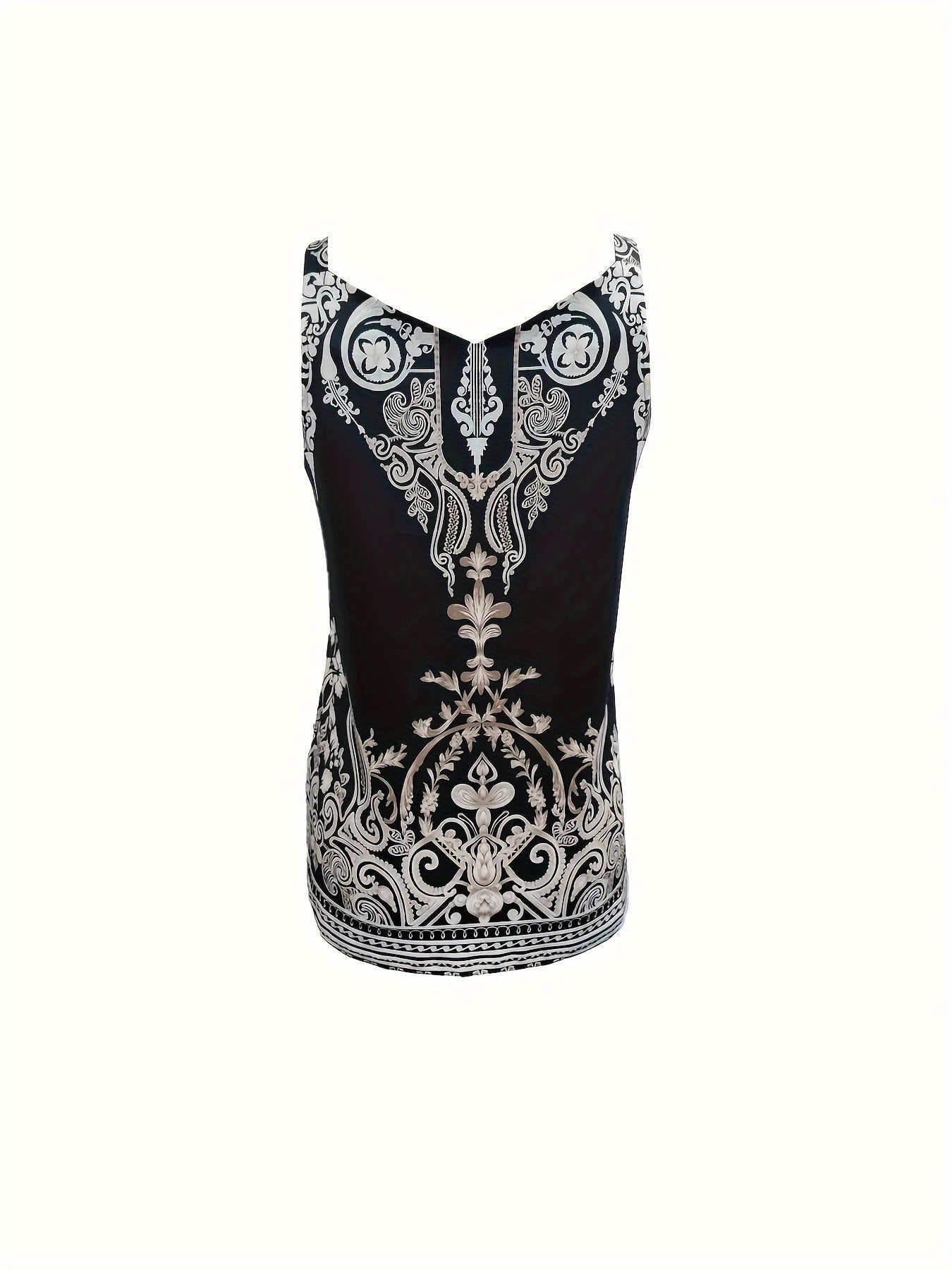 Graphic Print V Neck Tank Top, Casual Sleeveless Top For Summer, Women's Clothing