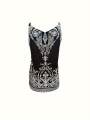 Graphic Print V Neck Tank Top, Casual Sleeveless Top For Summer, Women's Clothing