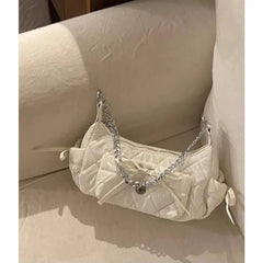 INGVN  Elegant Pink Shoulder Bag for Women Summer Fashion Leather Casual Cute Handbag Chains Hot Girls Daily Gentle Armpit Bag