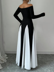Elegant Black and White Symphony Kimono Dress, Polyester 95% Elastane 5%, Solid Color, Strapless, Knit Fabric, Spring/Summer Collection for Adults