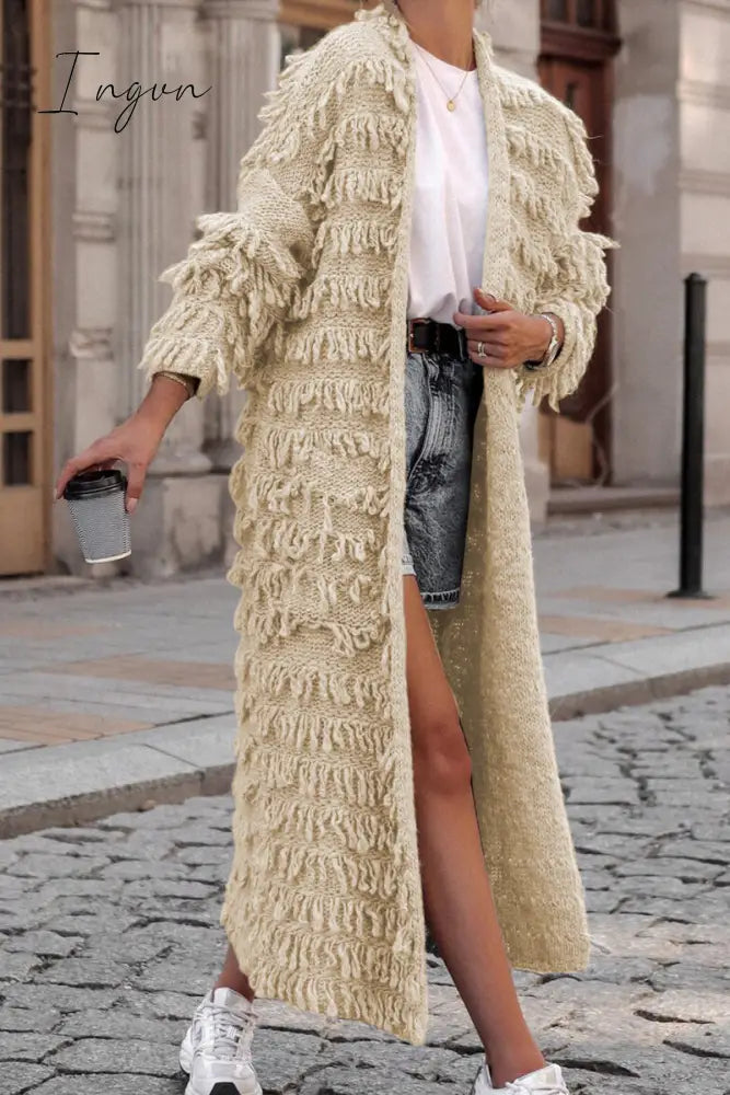Ingvn - Sweet Solid Tassel Patchwork Cardigan Collar Outerwear