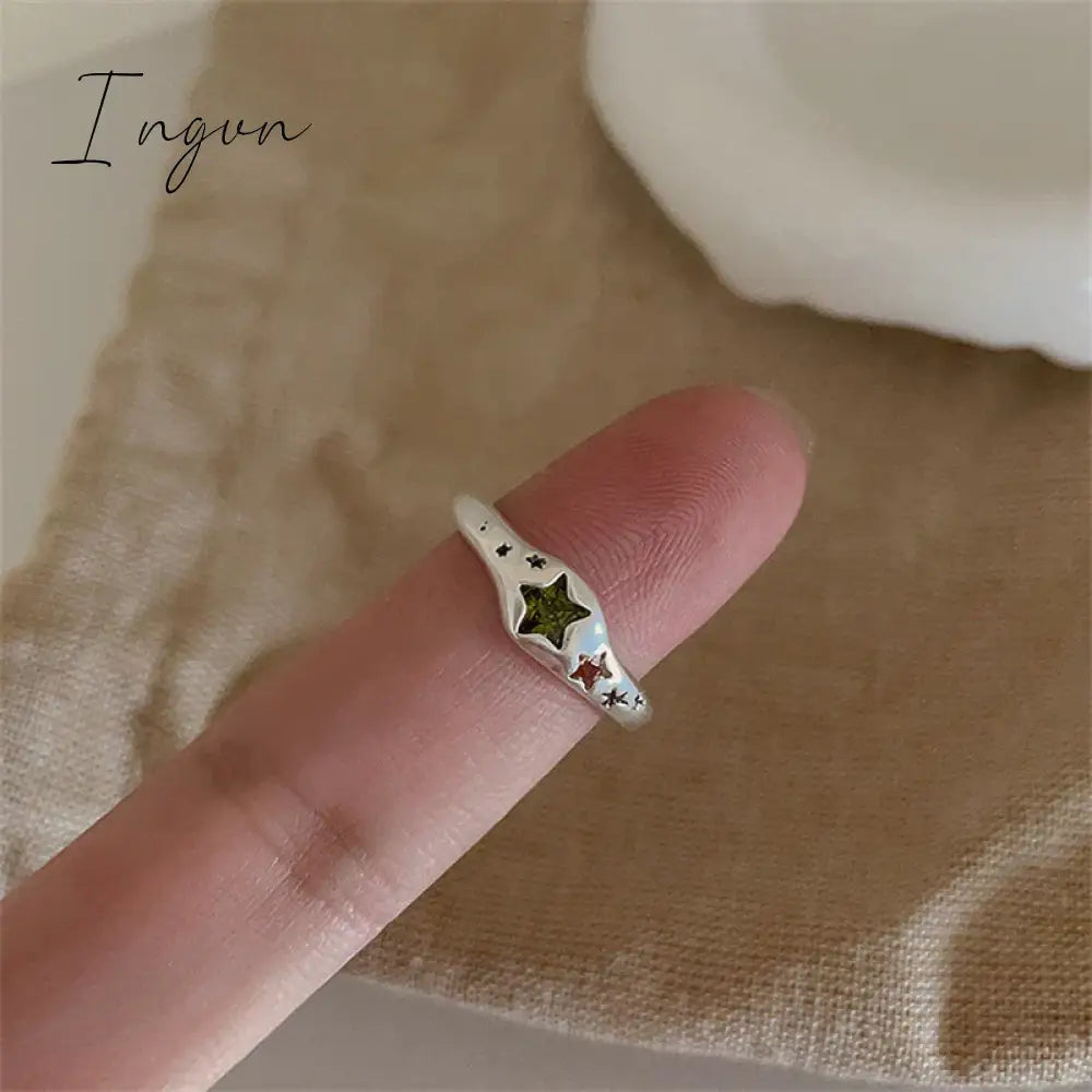 Aesthetic Rings For Women Heart Star Colorful Zircon crystal Minimalist Open Adjustable Finger Rings Fashion Band Female Bijoux
