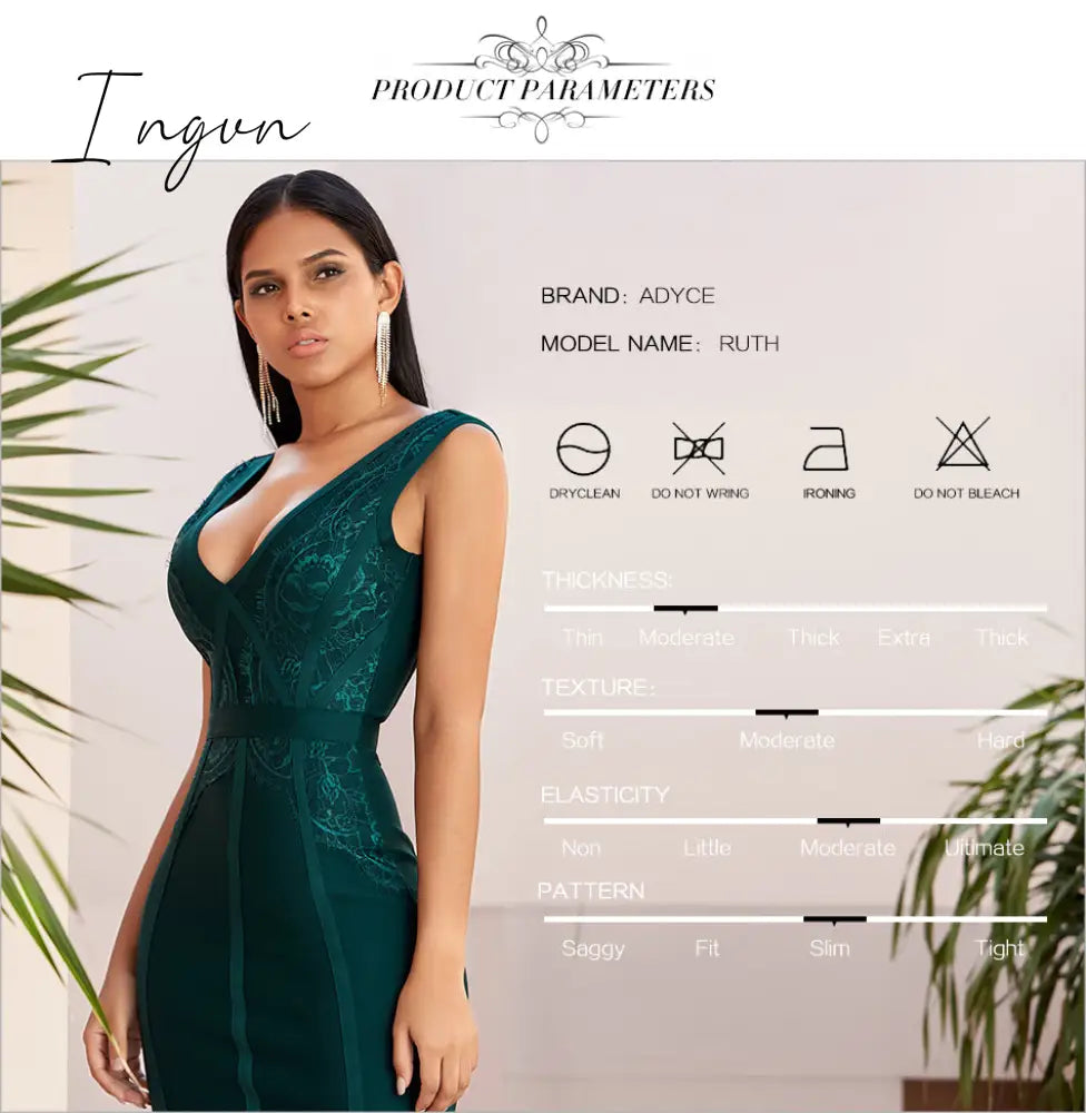 Ingvn - New Summer Tank Bodycon Bandage Dress Women Sexy Sleeveless Lace Green Club Celebrity Evening Party Dresses Vestidos