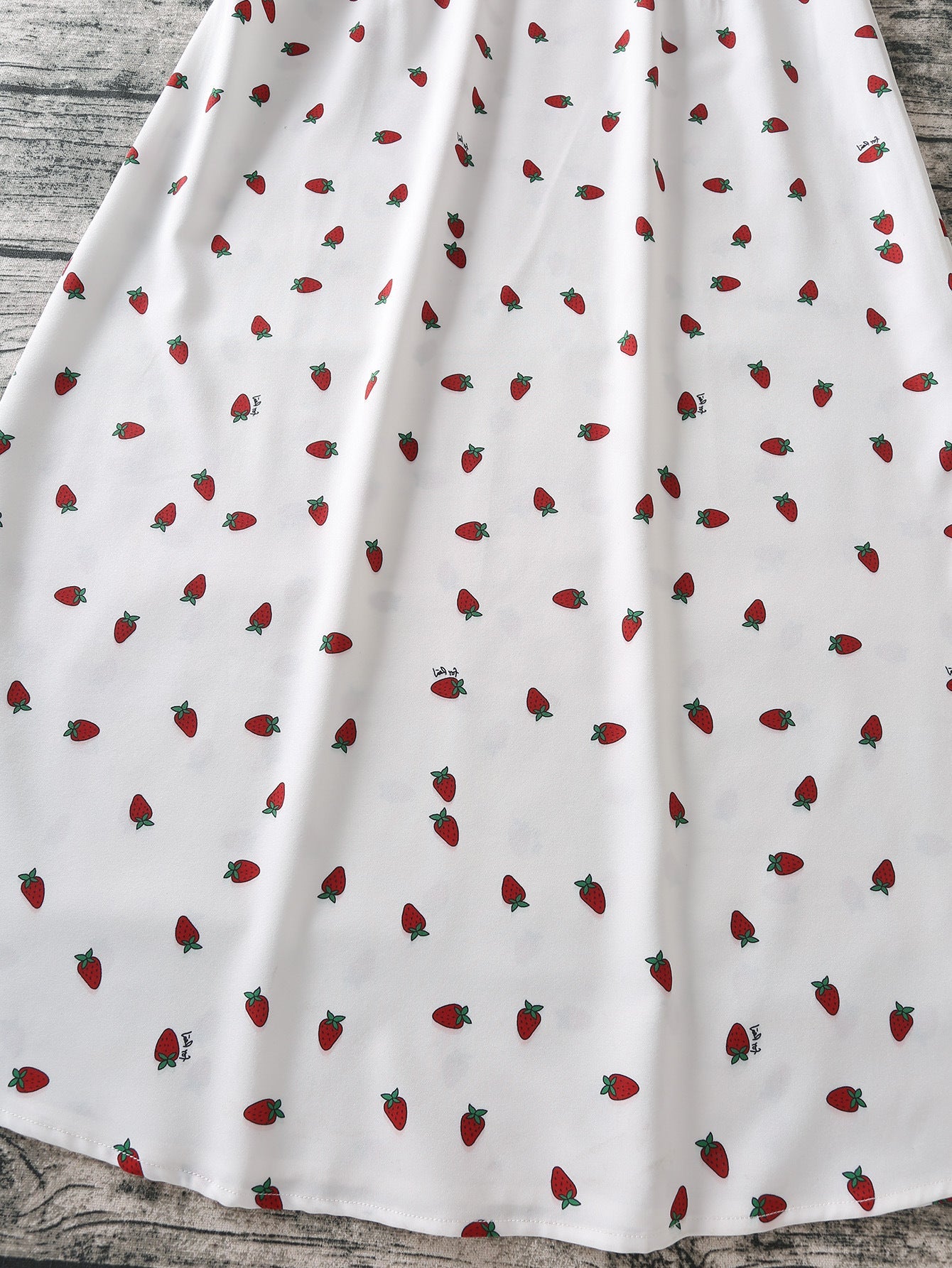 Voguable  Strawberry Print White Chiffon Long Dress Women Spaghetti Strap Vintage Boho Summer Beach Maxi Dress Sleeveless Sundress