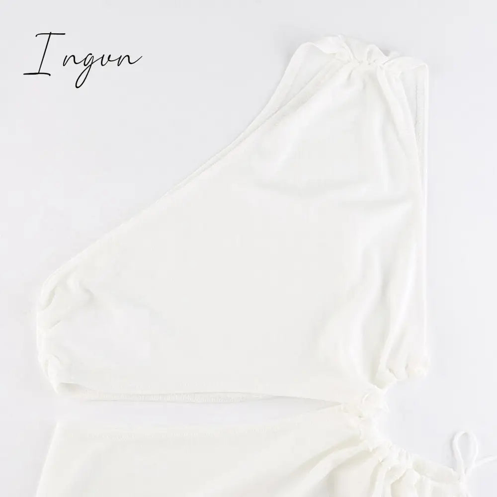 Ingvn - Fashion White Elegant Maxi Dress Summer Women Sexy One Shoulder Split Long Dress Female Fashion Cut Out Club Party Dress Beachwear