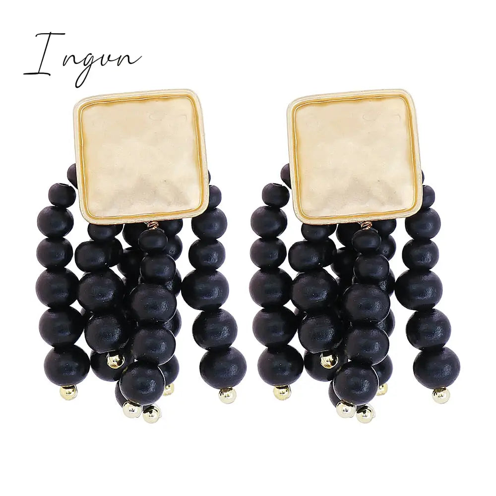 Ingvn - New Long Wooden Bead Chain Drop Dangle Earrings Statement Boho  Earring Fashion Trend Charm Jewelry for Women Summer Gift 2023