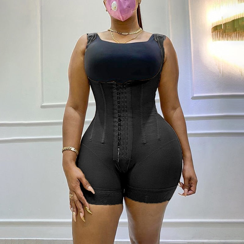 Voguable  Women's Corset Bodyshaper High Compression Garment Abdomen Control Double Bodysuit Waist Trainer Open Bust Shapewear Fajas