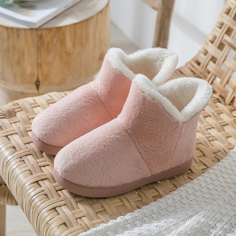 Ingvn  Women Winter Slippers Warm Plush Slip-on Couples Home Floor Shoes Anti-slip Comfortable Flats Female Soft Faux Fur Boots