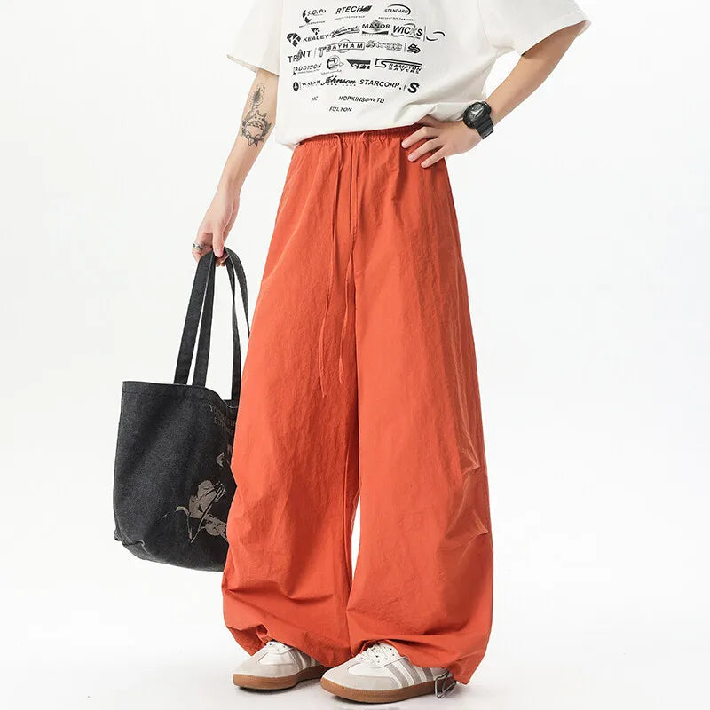 Unisex Pants Wide Leg Athletic Lounge Pants Spring Summer Lightweight Stretch Waist Casual Sportswear Joggers Loose Thin Comfort
