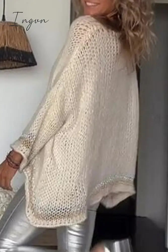 Ingvn - Casual Solid Tassel Contrast V Neck Tops