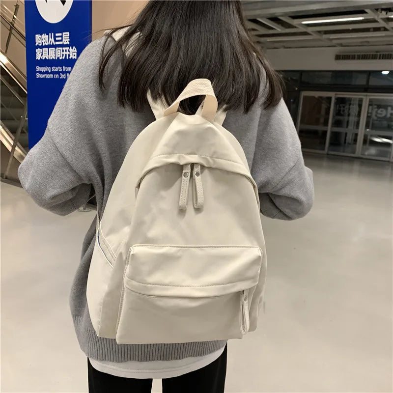 Ingvn  New Women's Fashion Women's Large Capacity University Backpack Cute Girls' Travel Backpack Cool Backpack Trendy Solid Color Back