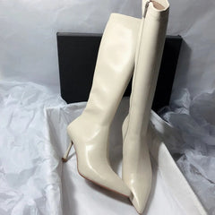 New Style Thin High Heel Women Boots Pointed Toe Women's High Tube Long Boots Zip Boots Mujer Solid Color Sexy Botas Mujer