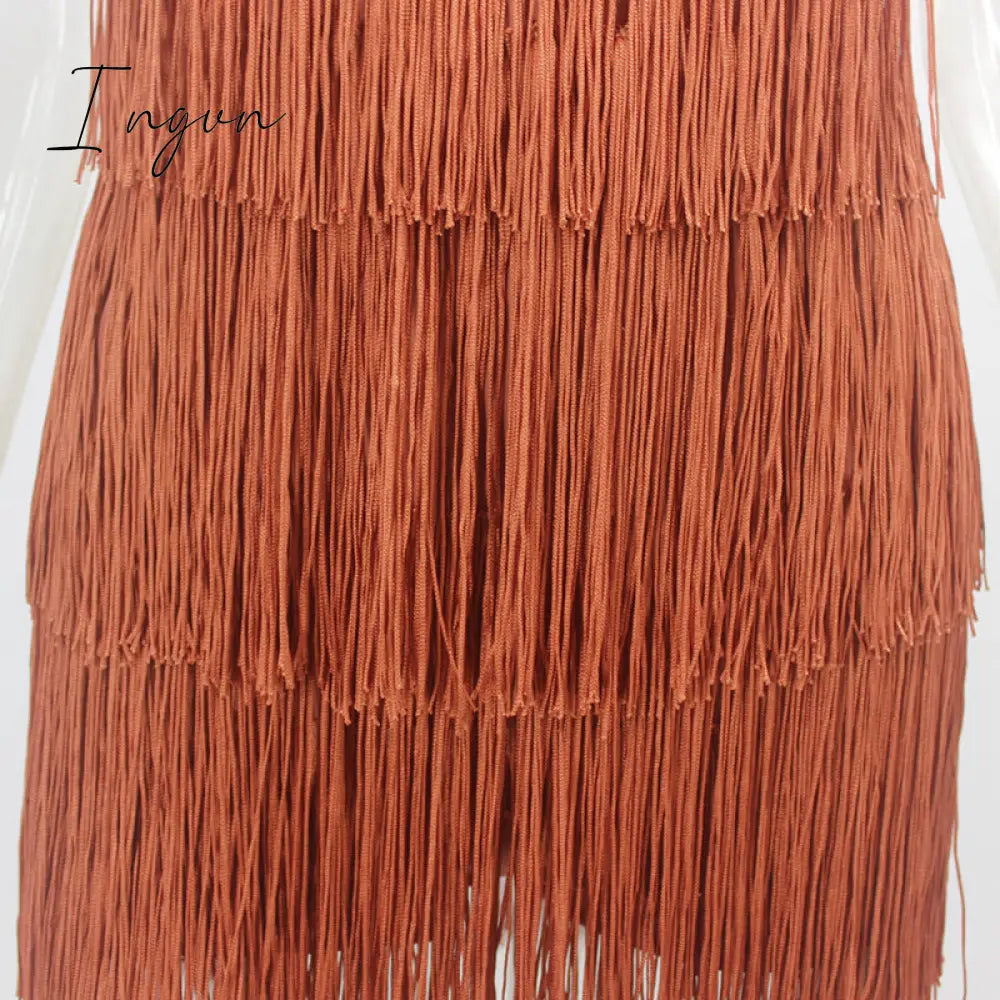 Ingvn - 2023 Trends Tassel Summer Dresses Female Halter Backless Casual Club Mini Dress Sexy Fringe Bandage Bodycon Party Dress Vestidos