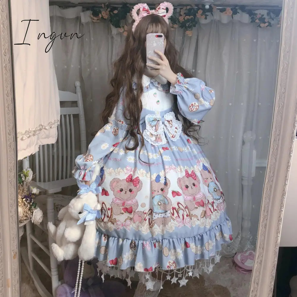 Ingvn - Quality Kawaii Lolita Style Dress Women Lace Maid Costume Dress Costume Sweet Gothic Party Robe Renaissance sSpring
