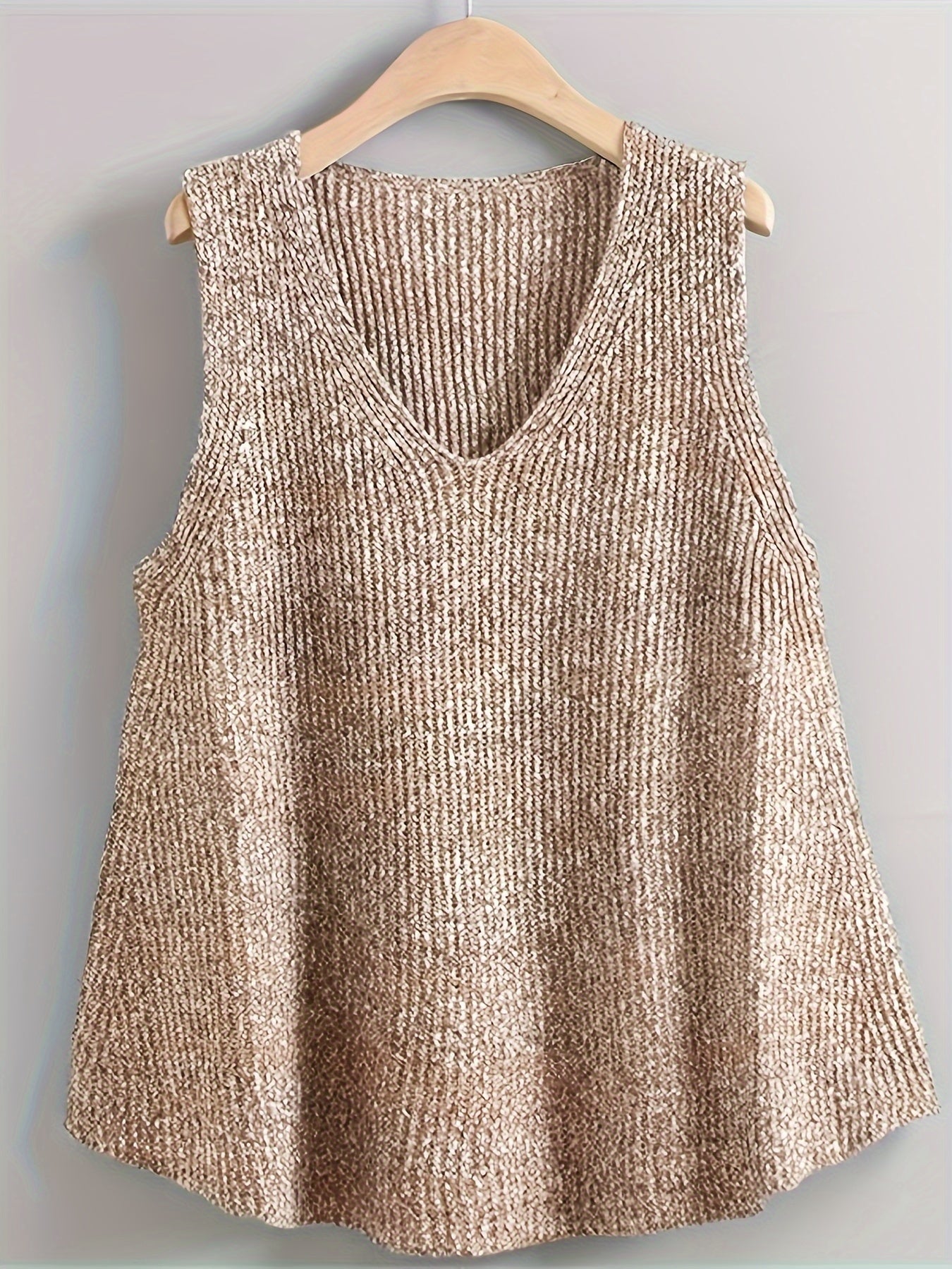 Chic Plus Size V-Neck Sweater Vest - Comfortable Stretch Fit for Daily Wear