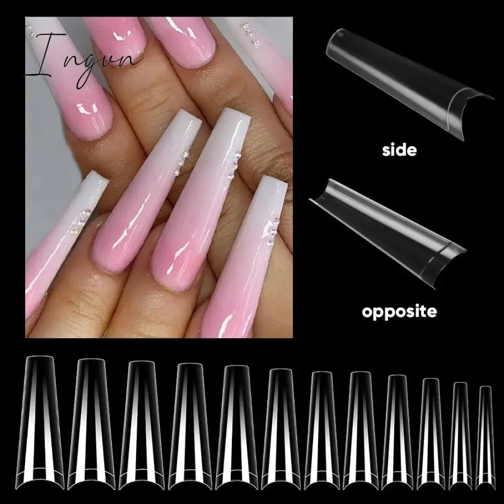 Transparent Stiletto Fake Nail Tips Acrylic False Nail Tips Long Shape Half Cover Coffin Professional Nail Art