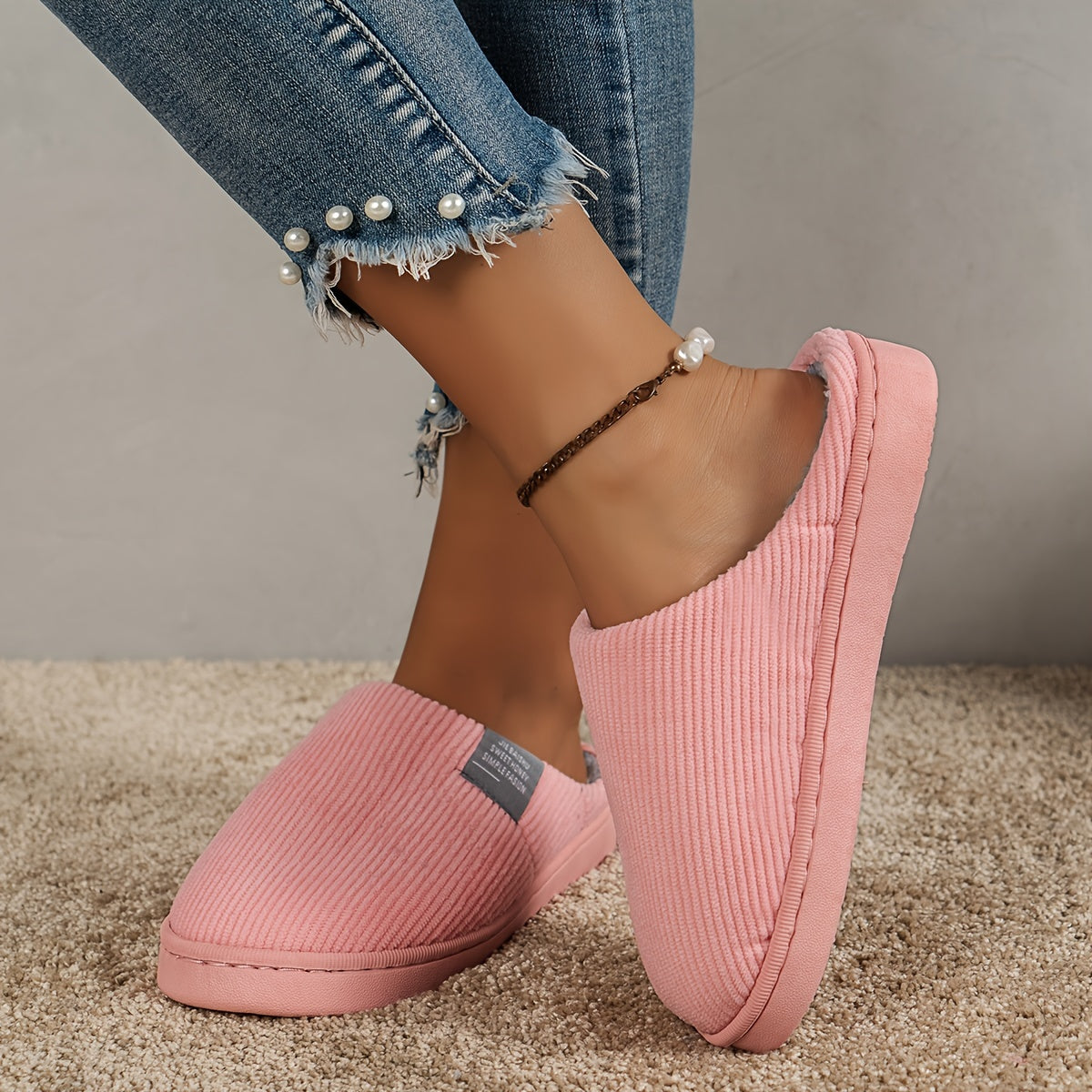 CozySoft Plush House Slippers - Slippers with Soft Sole, Closed Toe, Fuzzy Lining, Warm and Cozy Design for Home Use - Perfect for Cold Winter Days