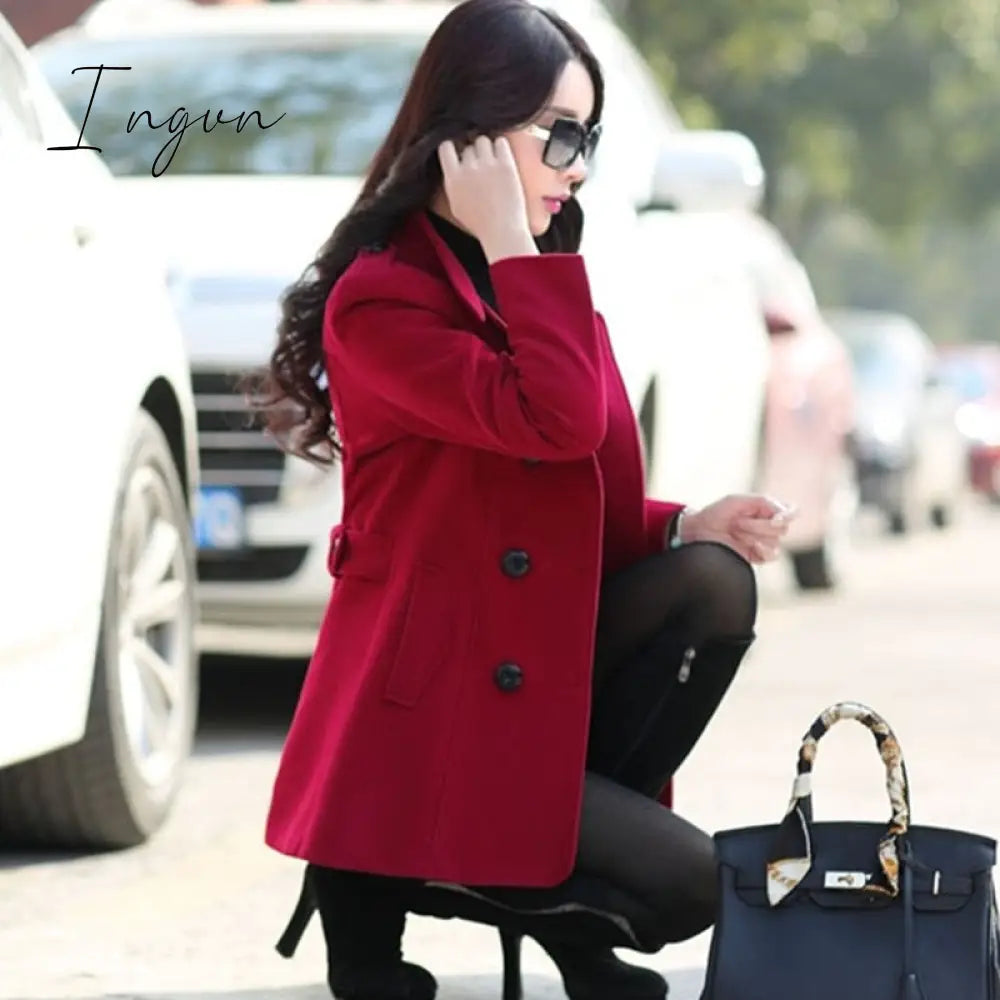 Ingvn - Woolen coat women's coat early autumn all-match short coat small shawl gown casual