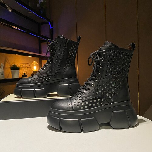 Martin boots summer thin female 2026 models hole sandals sports casual transparent father female ins trend leather boots