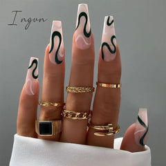 Extra Long Coffin Ballerina False Nails Fake Nails With Designs Press On Nails Manicure Tool Nail Accessory Full Cover Nail Tips