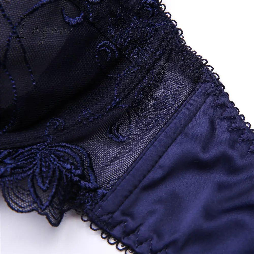 Ingvn - Hot 2pcs Women Sexy Ultra-Thin  Breathable Floral Lingerie  Sets Bras+Thongs