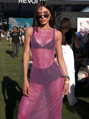 Hottie Coquette Dress Women Y2K Bright Silk Music Festivals Hipster Midnight Sleeveless Hollow Sexy Clubwear Vestidos
