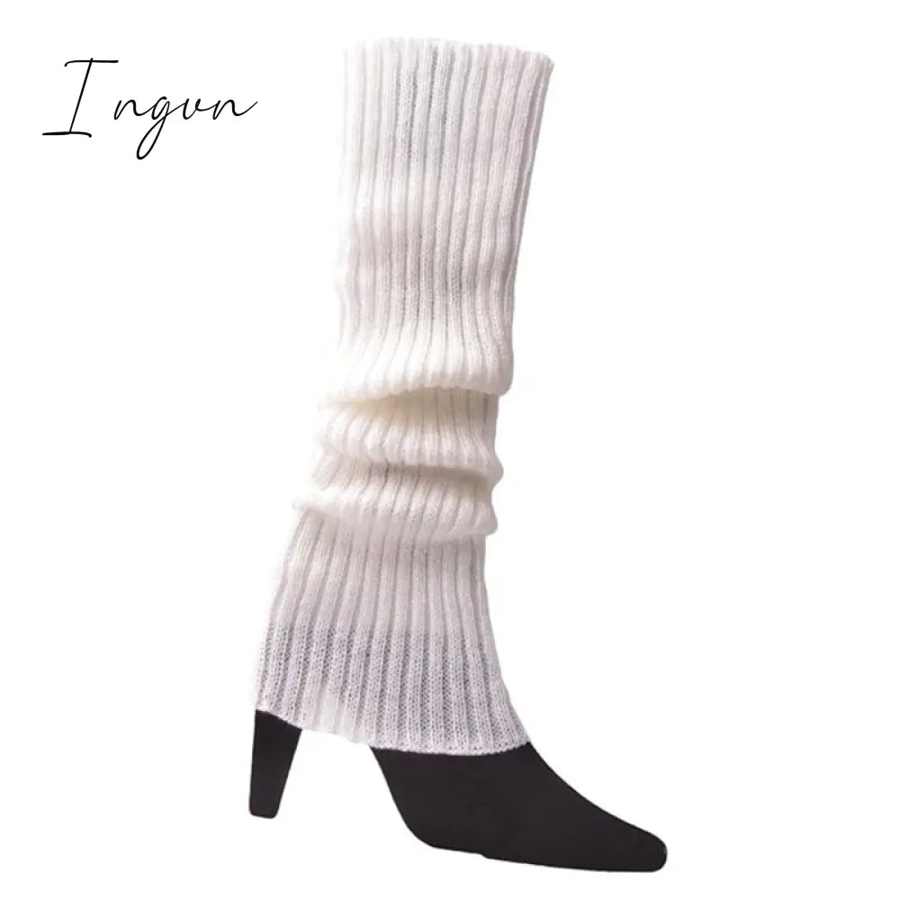 Ingvn - Lolita Leg Warmers Women Warm Winter Knit Foot Cover Crochet Knee Socks Warm Boot Cuffs Beenwarmers Japanese Long Socks