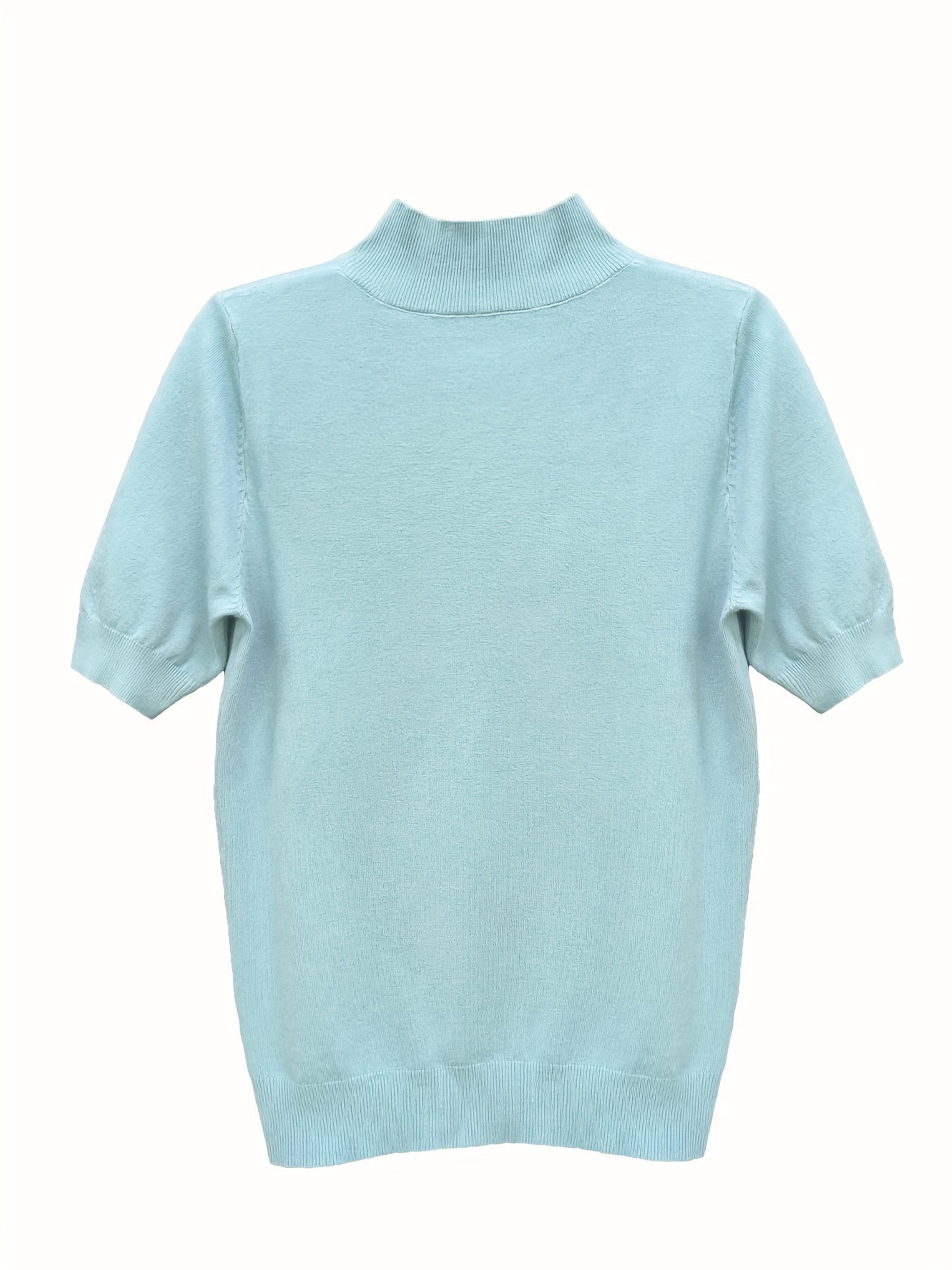 Premium Soft Knit Womens Sweater - Chic Mock Neck, Short Sleeve Pullover - Stylish & Elegant Wardrobe Staple