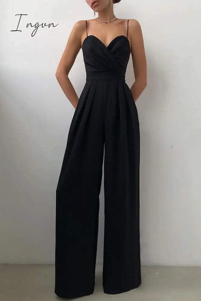 Ingvn - Fashion Casual Solid Patchwork V Neck Loose Jumpsuits(6 Colors)
