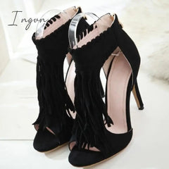 Ingvn - Fashion Open Toe Tassels Ankle Ladies Sandals