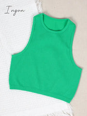 Ingvn - Crop Top Women Fashion Basic Sleeveless Sport Vest Solid Color Fitness Tank Top Seamless Streetwear Base Tees Tops