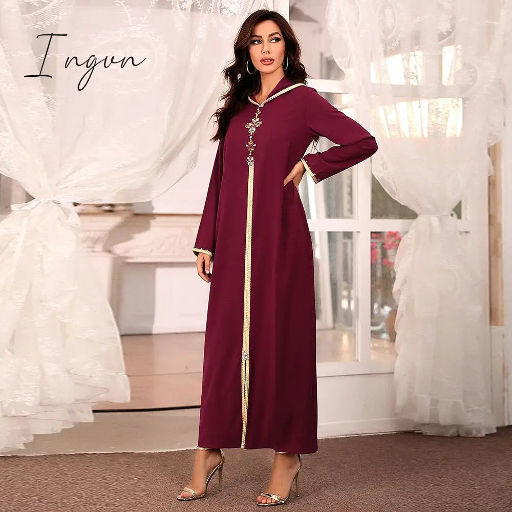 Ingvn - Vestido De Mujer Abaya Dubai Turkey Muslim Fashion Dress Clothing African Long Dresses For Women Robe Noel Djellaba Femme