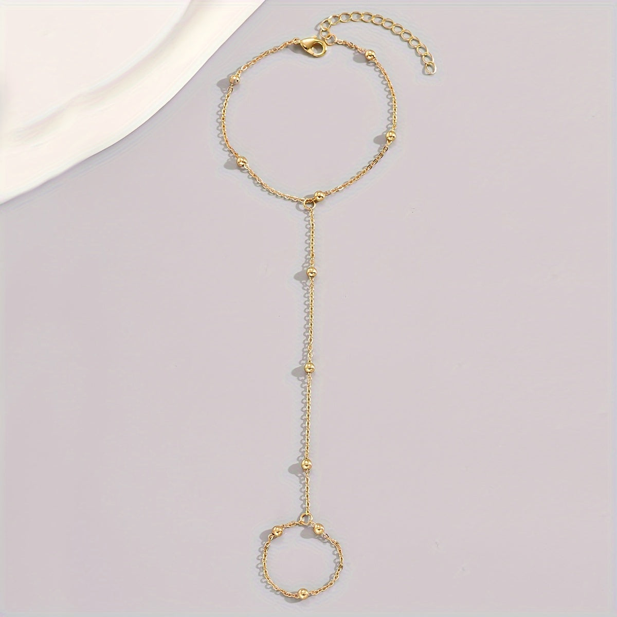 1pc Delicate Exquisite Finger Ring Bracelet Chain - Thin & Elegant Temperament Design - Adjustable Back Chain for Effortless Daily Style