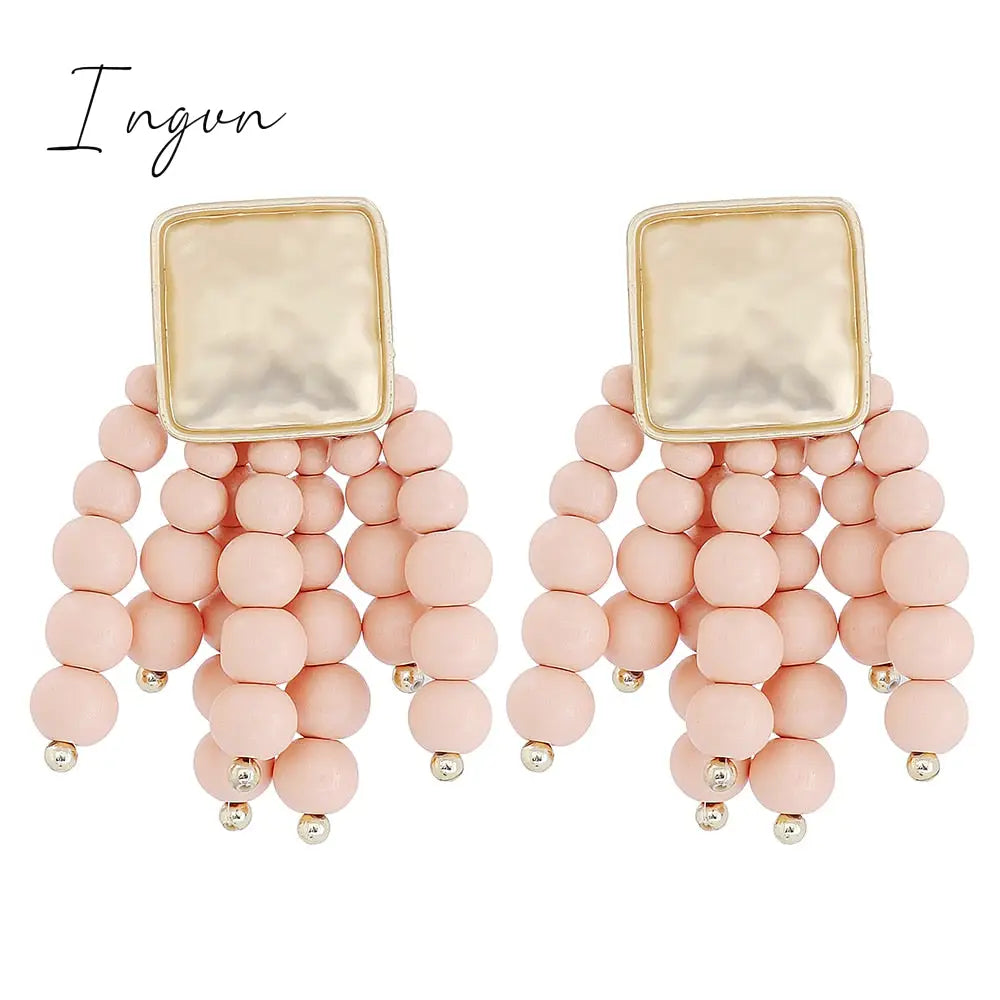 Ingvn - New Long Wooden Bead Chain Drop Dangle Earrings Statement Boho  Earring Fashion Trend Charm Jewelry for Women Summer Gift 2023