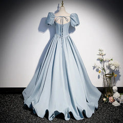 New light blue sweet long floor length lady girl women princess banquet party ball prom performance dress gown