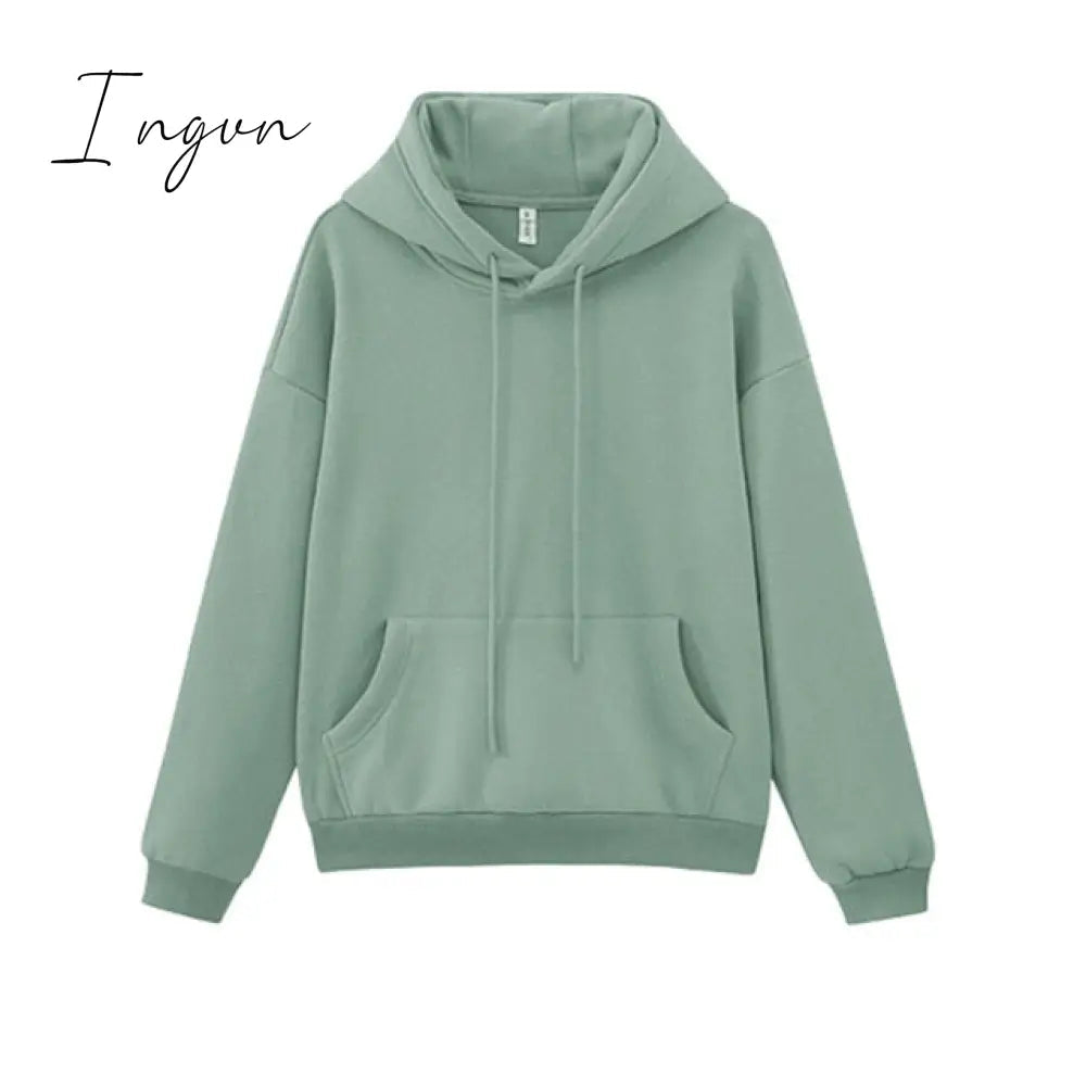 Ingvn - toppies Womens Tracksuits Hooded Sweatshirts Autumn Winter Fleece Oversize Hoodies Solid Pullovers Jackets Unisex Couple