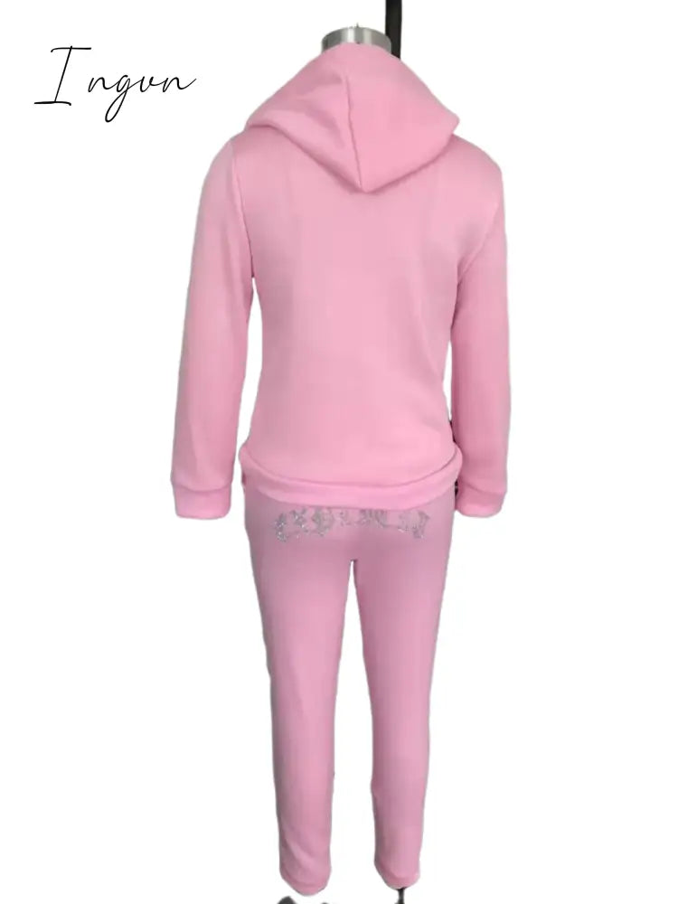Ingvn - Tracksuit 2 Piece Women Set Oversize Hoodies Sweatshirt Loose Sweatpants Joggers Sport Suit Women Outfits Sweatsuit