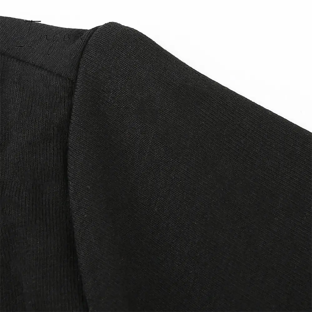 Ingvn - Women Winter Dress Women New Arrivals Sexy Long Sleeve Lace Split Black White Solid Party Dresses Vestidos