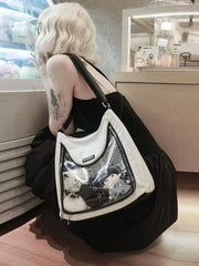 Ingvn  Japanese Cute Itabag Large Capacity Sweet Kawaii Shoulder Bag for Women Pu Leather High Street Spice Girls Zip Handbags
