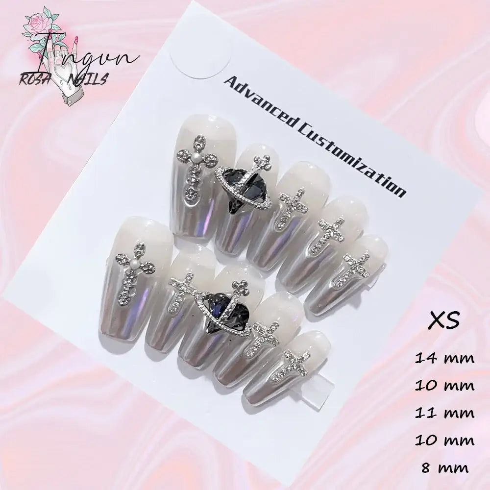 Punk Dragon Charms Press on Nail Artificial Long False Nails XS Black Dragons Goth Presson Tips Butterfly Fake Nail y2k Pressons