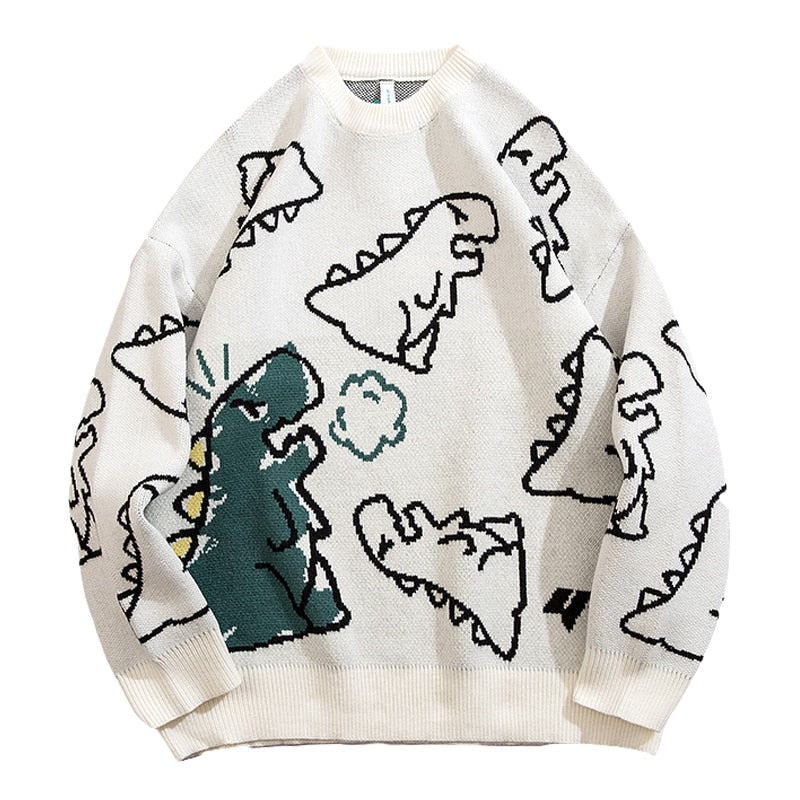 Oversized Cardigan Knitted Sweater Streetwear Loose Male Top Coat Hip Hop Sweater Cartoon Pattern Pullovers