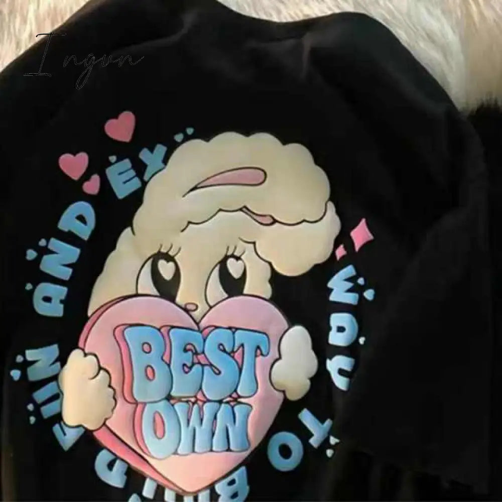 Ingvn - Kawaii Dog Print T-Shirt Harajuku Casual Loose Summer Women'S T-Shirt Cute Sweet Aesthetic Oversized Tops Streetwear