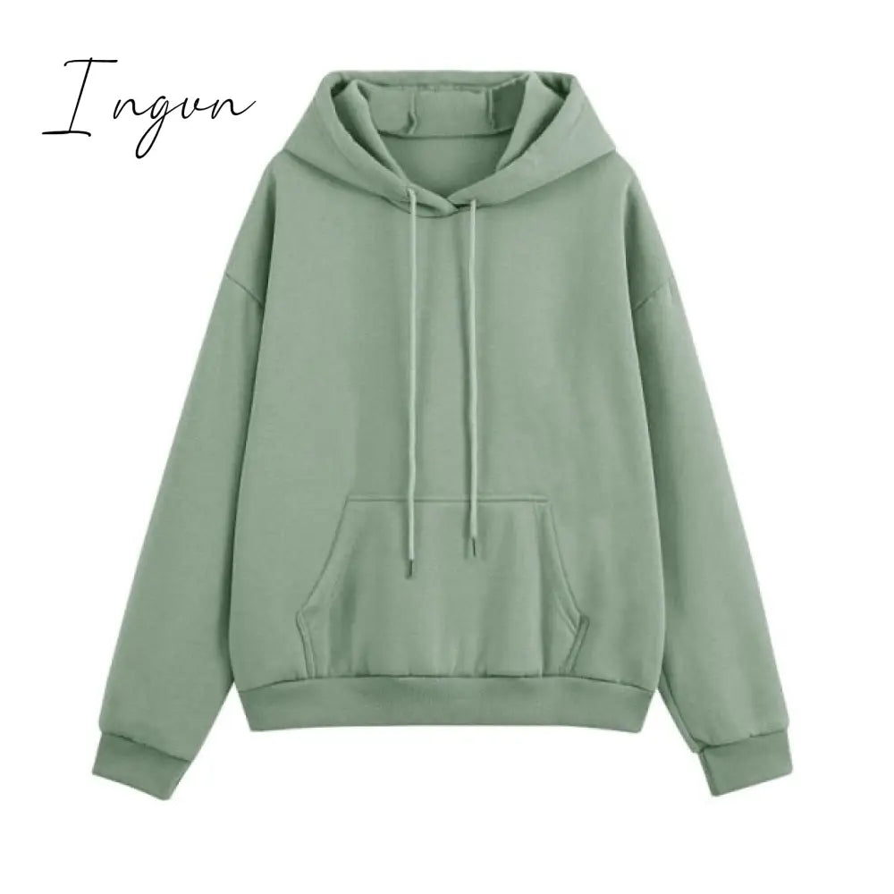 Ingvn - Fleece Tracksuits Women Two Pieces Set Hooded Oversized Sweatshirt Pants Solid Color Hoodie Suits Autumn Winter Casual Outfits