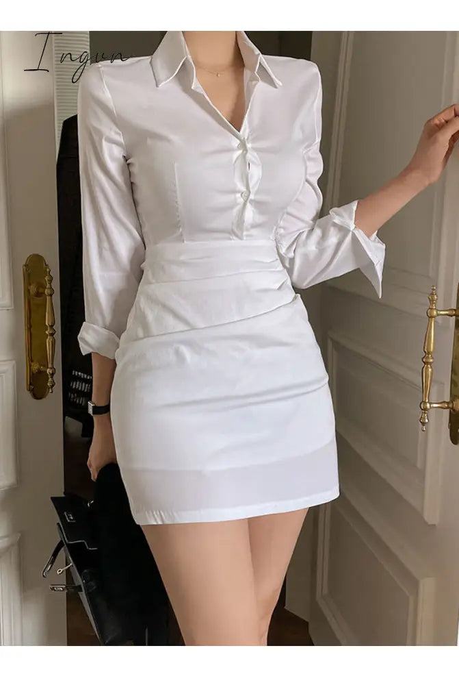 Ingvn - Fashion Summer Women'S Dress Shirt Dress Long Evening Female Vintage Maxi Party Oversize Beach Women Dresses Casual Elegant Prom