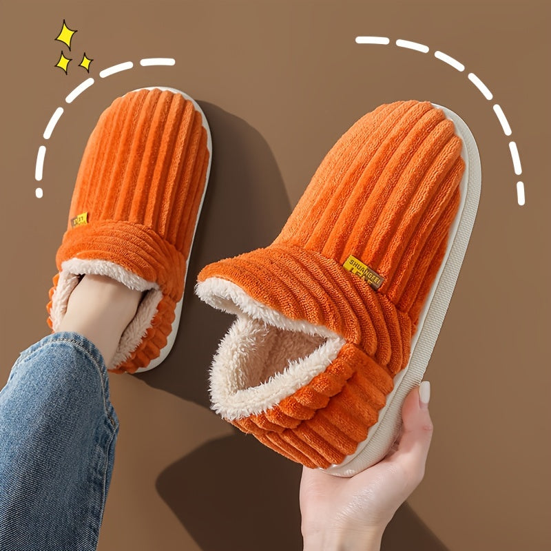 Cozy Warmth Indoor Slippers – Plush-Lined, Solid Color, Easy Slip-On, Comfortable Wear