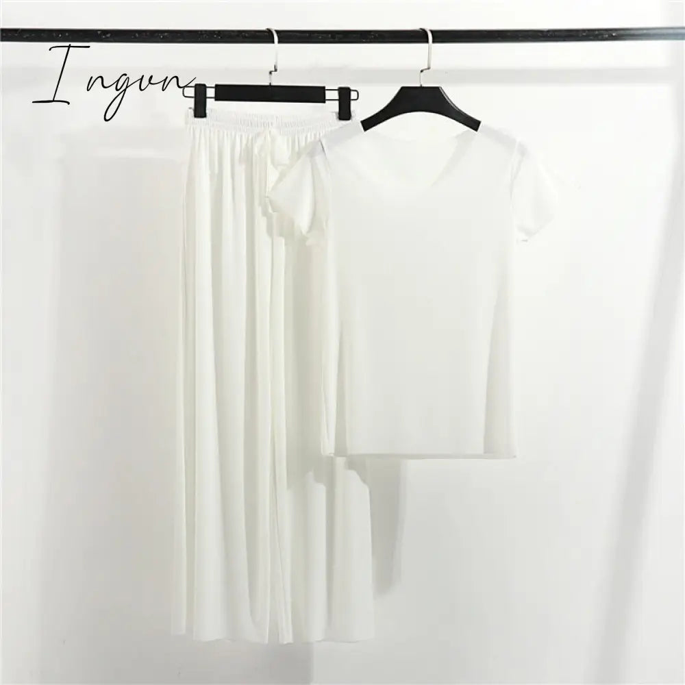 Ingvn - Female Home Clothes 2 Pieces Set Lady Home Suit Summer Women Lounge Wear Autumn Loose Homewear Suit for Women Pajamas Pants Set